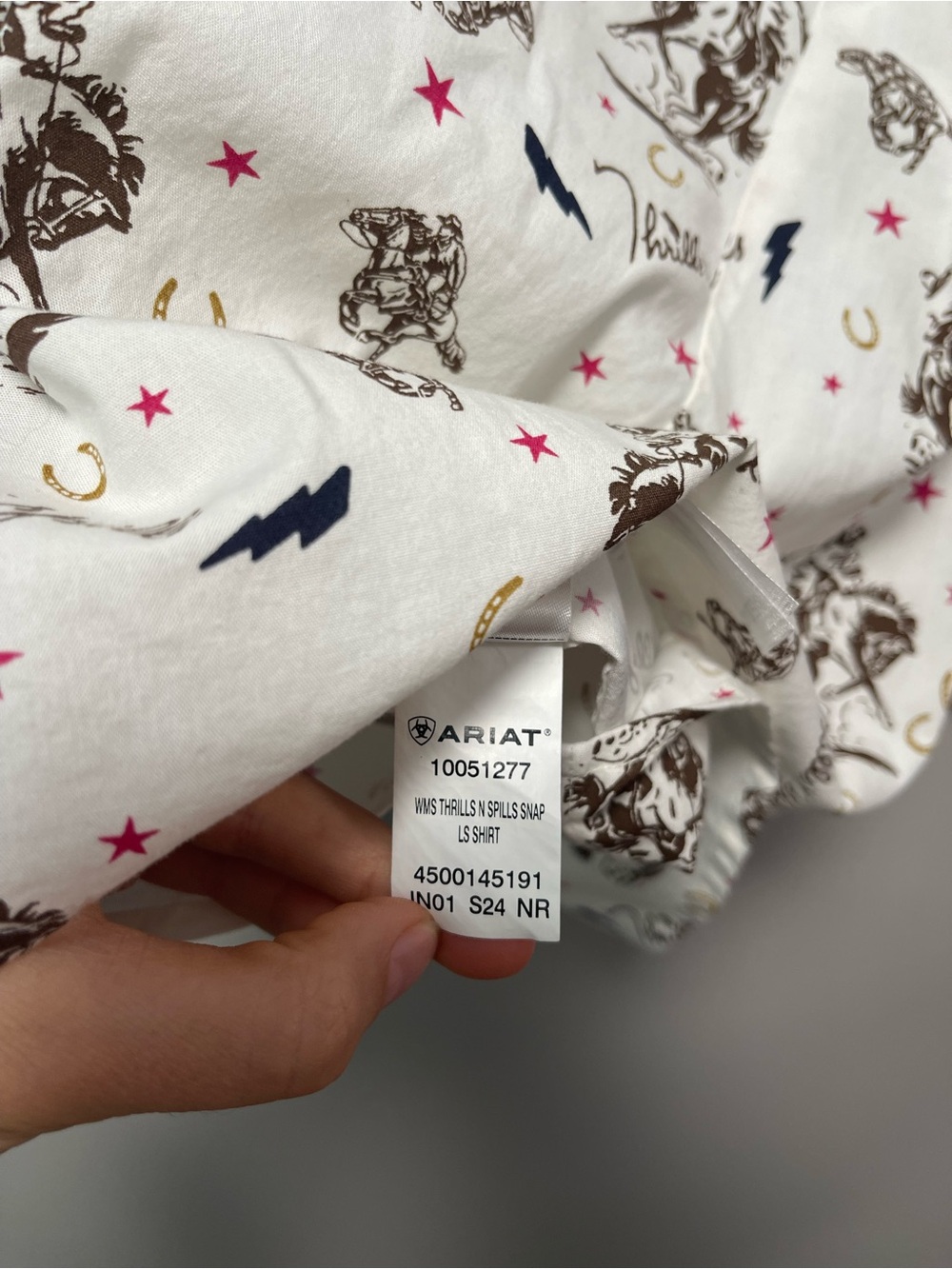 Ariat White Western Print Button-Up Shirt - Picture 6 of 8